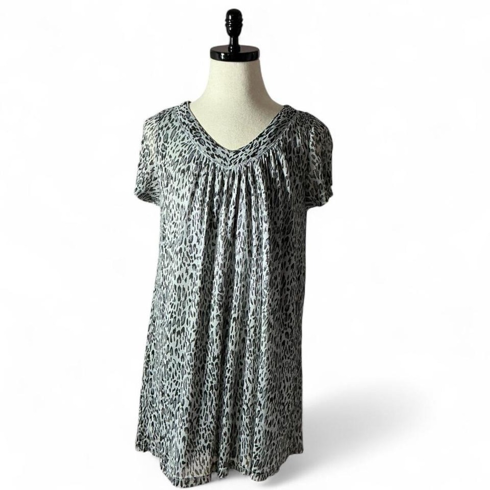 Vintage Lady‎ Noiz 2XL Leopard Print V Neck Short Sleeve Nightgown Dress
